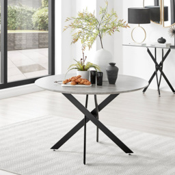 Furniturebox Arona Valera Concrete Effect 4 Seater Round Dining Set Grey and Black - Wilko - thumbnail 3