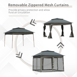 Outsunny 3 x 3m Dark Grey Metal Frame Pop Up Gazebo with Netting - Wilko - thumbnail 5