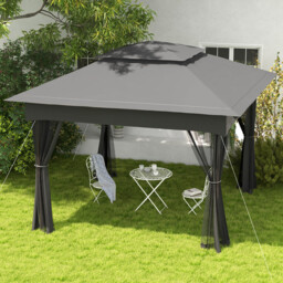 Outsunny 3 x 3m Dark Grey Metal Frame Pop Up Gazebo with Netting - Wilko - thumbnail 1