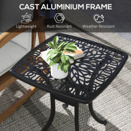 Outsunny Cast Aluminium Bistro Table Black - Size: 53 x 53 x 53cm - Wilko - thumbnail 6