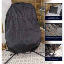 Samuel Alexander Double Egg Garden Chair Cover 200 x 200cm - Size: 0.01 x 200 x 200cm - Black - Wilko - thumbnail 4