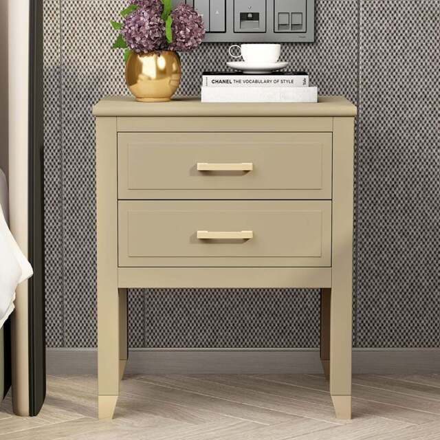 Palazzi 2 Drawer Clay Bedside Table - Cream - Wilko - image 1
