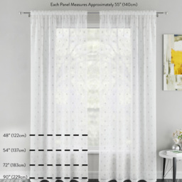 Tyrone Textiles Willow Natural Leaf Print Linen Look Rod Pocket Voile Panel Curtains 140 x 122cm - Size: W 140 x D 122cm - Wilko - thumbnail 5