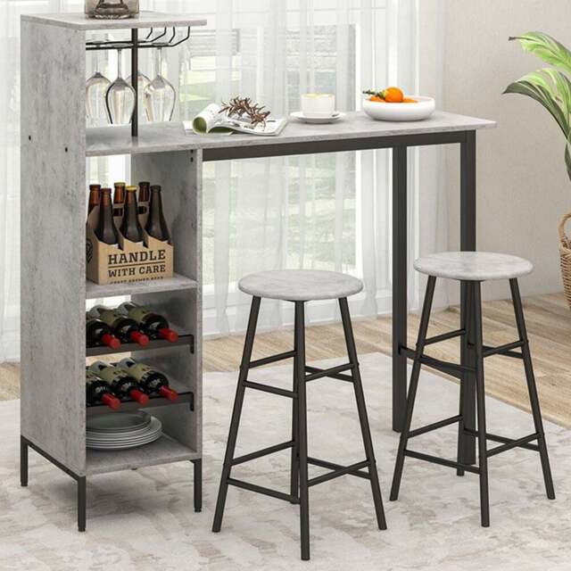Costway 2 Seater Counter Height Dining Set Grey - Wilko - image 1