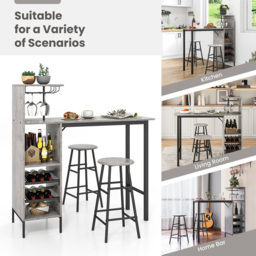 Costway 2 Seater Counter Height Dining Set Grey - Wilko - thumbnail 6