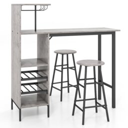 Costway 2 Seater Counter Height Dining Set Grey - Wilko - thumbnail 3