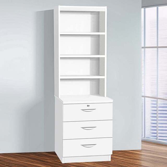 R White Cabinets 3 Drawer 4 Shelf White Storage Chest with Hutch - Wilko - image 1