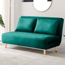 Furniturebox Billie 2 Seater Green Velvet Sofa Bed - Wilko - thumbnail 1
