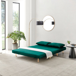 Furniturebox Billie 2 Seater Green Velvet Sofa Bed - Wilko - thumbnail 4