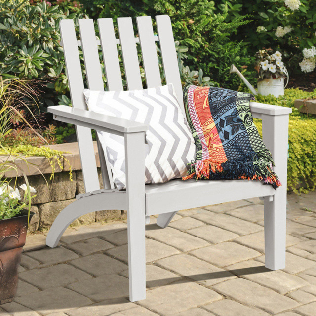 Costway White Acacia Wood Adirondack Garden Chair - Size: 1 Seater - Wilko - image 1