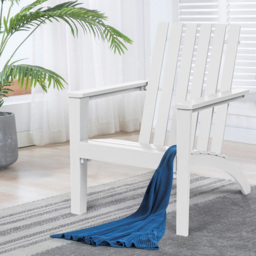 Costway White Acacia Wood Adirondack Garden Chair - Size: 1 Seater - Wilko - thumbnail 5