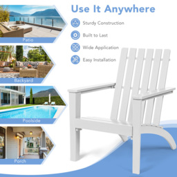 Costway White Acacia Wood Adirondack Garden Chair - Size: 1 Seater - Wilko - thumbnail 7