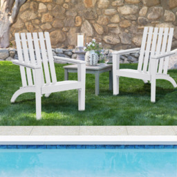 Costway White Acacia Wood Adirondack Garden Chair - Size: 1 Seater - Wilko - thumbnail 6