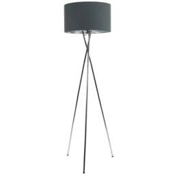 ValueLights Camden Charcoal and Silver Shade Chrome Tripod Floor Lamp with Bulb - Size: 154 x 57 x 57cm - Wilko - thumbnail 1