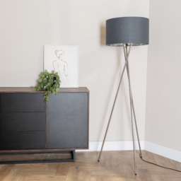 ValueLights Camden Charcoal and Silver Shade Chrome Tripod Floor Lamp with Bulb - Size: 154 x 57 x 57cm - Wilko - thumbnail 3