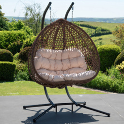 Artemis Home Alston 2 Seater Cream Garden Hanging Egg Chair - Size: 190 x 130 x 75cm - Wilko - thumbnail 1