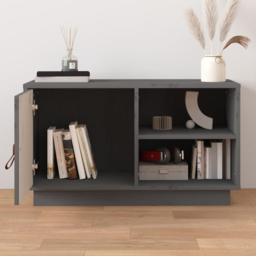 vidaXL Single Drawer 2 Shelf Grey Solid Pine TV Cabinet - Size: 40 x 70 x 34cm - Wilko