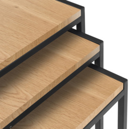 Julian Bowen Tribeca Euro Oak Nest of Tables Set of 3 - Size: 45 x 45 x 45cm - Black - Wilko - thumbnail 5