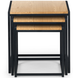 Julian Bowen Tribeca Euro Oak Nest of Tables Set of 3 - Size: 45 x 45 x 45cm - Black - Wilko - thumbnail 4
