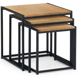 Julian Bowen Tribeca Euro Oak Nest of Tables Set of 3 - Size: 45 x 45 x 45cm - Black - Wilko - thumbnail 3
