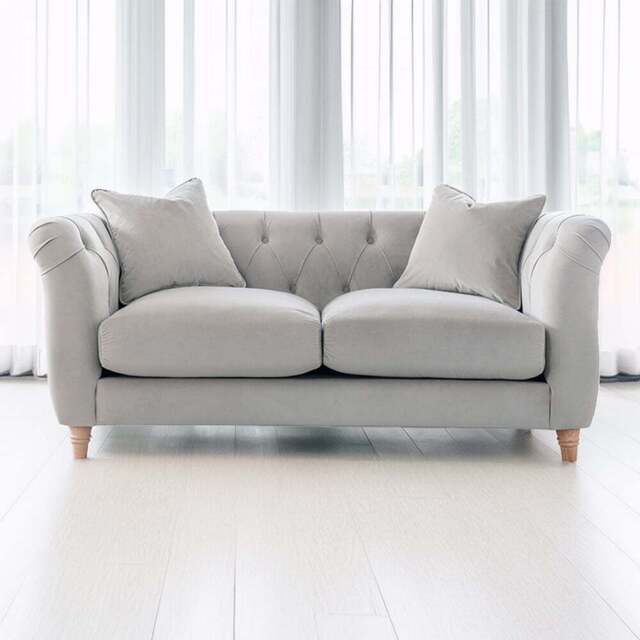 Elsie Chesterfield 2 Seater Chalk Plush Velvet Sofa - Grey - Wilko - image 1