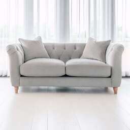 Elsie Chesterfield 2 Seater Chalk Plush Velvet Sofa - Grey - Wilko - thumbnail 1