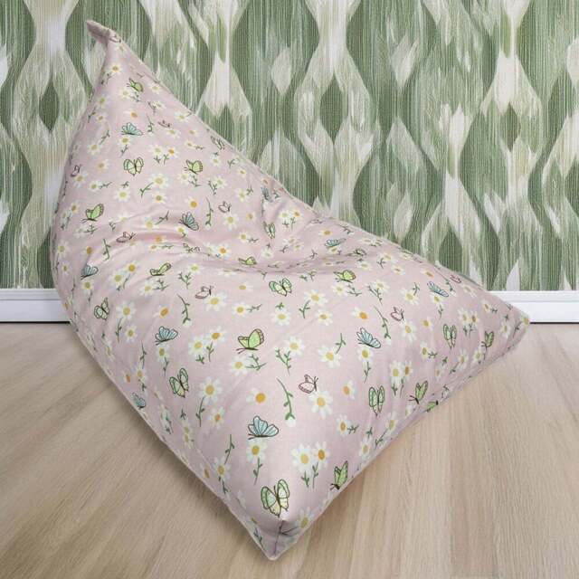 Kaikoo Butterfly Print Triangle Bean Bag - Pink - Wilko - image 1