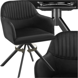 tectake Lona Black Velvet Upholstered Swivel Armchair - Size: Single - Wilko - thumbnail 3