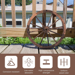 Costway Decorative Wooden Wheels 76cm Set of 2 - Size: 78 x 78 x 10cm - Brown - Wilko - thumbnail 7