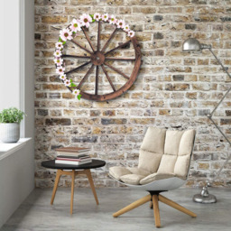 Costway Decorative Wooden Wheels 76cm Set of 2 - Size: 78 x 78 x 10cm - Brown - Wilko - thumbnail 4