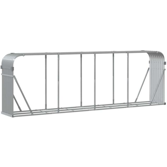 vidaXL Grey Galvanised Steel Firewood Log Holder 100 x 300 x 45cm - Wilko - image 1
