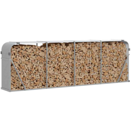vidaXL Grey Galvanised Steel Firewood Log Holder 100 x 300 x 45cm - Wilko - thumbnail 3