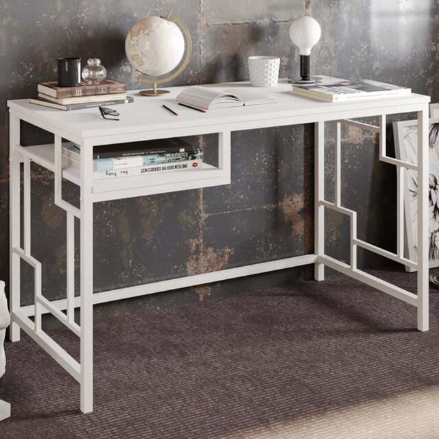 Decorotika Victory Single Shelf Wide Study Desk White - Size: 75 x 120 x 60cm - Wilko - image 1
