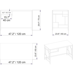 Decorotika Victory Single Shelf Wide Study Desk White - Size: 75 x 120 x 60cm - Wilko - thumbnail 6