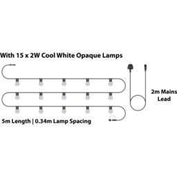 Eagle Connect Festoon 15 Cool White Opaque Lamps LED String Light 5m - Size: 51 x 40 x 9cm - BLACK - Wilko - thumbnail 5