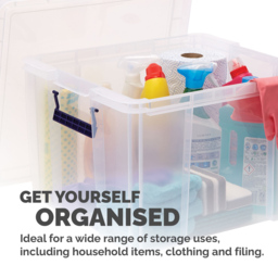 Fellowes Prostore 48L Storage Box with Lid - Size: 44 x 48 x 31.5cm - Clear - Wilko - thumbnail 5