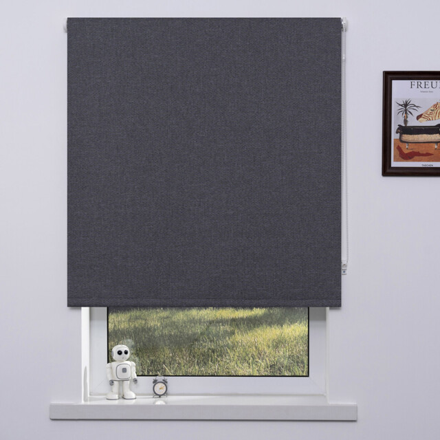 Trends Jute Textured Blackout Blind - Dark Grey/90cm - Trend Blinds - Wilko - image 1