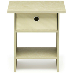 Walplus Dario Single Drawer Single Shelf Ivory End Table - Size: 39.37 x 45.21 x 39.37cm - Brown - Wilko - thumbnail 4