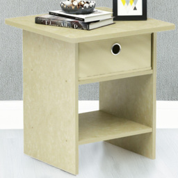 Walplus Dario Single Drawer Single Shelf Ivory End Table - Size: 39.37 x 45.21 x 39.37cm - Brown - Wilko