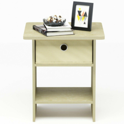 Walplus Dario Single Drawer Single Shelf Ivory End Table - Size: 39.37 x 45.21 x 39.37cm - Brown - Wilko - thumbnail 5