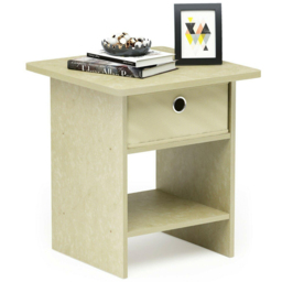 Walplus Dario Single Drawer Single Shelf Ivory End Table - Size: 39.37 x 45.21 x 39.37cm - Brown - Wilko - thumbnail 6