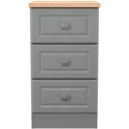 Crowndale Norfolk 3 Drawer Dusk Grey and Bardolino Oak Bedside Cabinet Ready Assembled - Dusk Grey & Bardolino Oak - Wilko - thumbnail 3