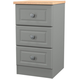 Crowndale Norfolk 3 Drawer Dusk Grey and Bardolino Oak Bedside Cabinet Ready Assembled - Dusk Grey & Bardolino Oak - Wilko - thumbnail 5