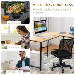 Costway 2 Shelf Corner Computer Desk Natural - Size: 155 x 59 x 13cm - Cream - Wilko - thumbnail 6