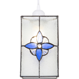 Happy Homewares Traditional Tiffany Style Clear Glass Pendant Shade with Royal Blue Panels - Size: 21 x 14 x 14cm - Wilko - thumbnail 7
