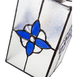 Happy Homewares Traditional Tiffany Style Clear Glass Pendant Shade with Royal Blue Panels - Size: 21 x 14 x 14cm - Wilko - thumbnail 6