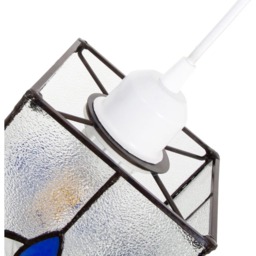 Happy Homewares Traditional Tiffany Style Clear Glass Pendant Shade with Royal Blue Panels - Size: 21 x 14 x 14cm - Wilko - thumbnail 5