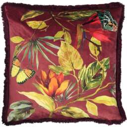 Paoletti Cahala Berry Tropical Cushion - Size: 50 x 50cm - Purple - Wilko - thumbnail 1