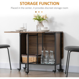 HOMCOM 6 Seater Light Brown Drop Leaf Mobile Dining Table - Wilko - thumbnail 7