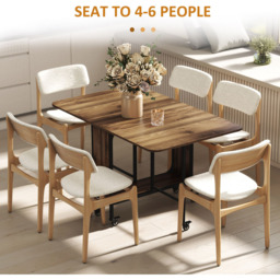 HOMCOM 6 Seater Light Brown Drop Leaf Mobile Dining Table - Wilko - thumbnail 5
